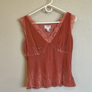 LOFT Pink Lace Trim Tank Top